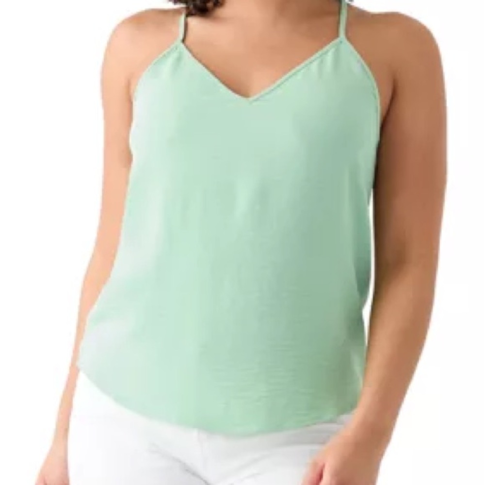 Oak & Trellis Mint Green Satin Camisole Tank Top Racerback Hemlock Green
